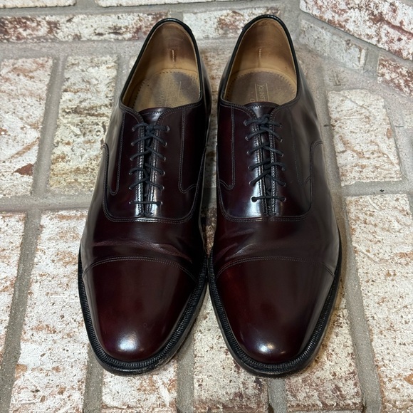 π HP Johnston & Murphy Optima Burgundy Calfskin Leather Lace-up Oxfords Size 13 - Picture 4 of 9